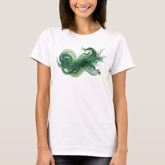 グリーンの抽象芸術デザイン ステートメント Tシャツ (正面)