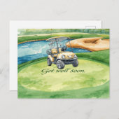 グリーンの文字とボールでゴルフ早く良い ポストカード (正面/裏面)