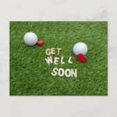 グリーンの文字とボールでゴルフ早く良い ポストカード (正面)
