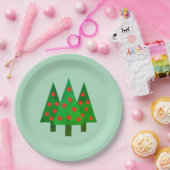 グリーンの明るいクリスマスグローブ ペーパープレート (パーティー)