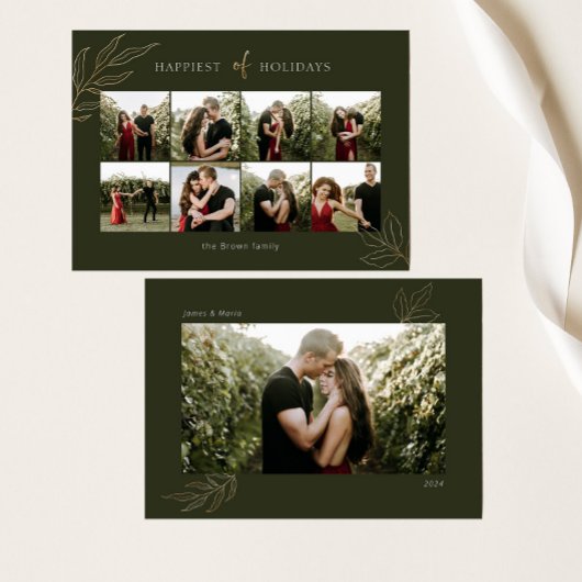 グリーンの最も幸せなホリデー ファミリー フォト コラージュ シーズンカード