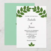 グリーンの月桂樹の葉の結婚式 招待状 (正面/裏面)
