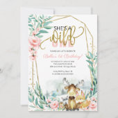 グリーンの森 彼女は野生の子 初誕生日 招待状 (正面)