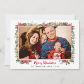 グリーンの水彩画の手書き文字の写真コラージュ　クリスマス シーズンカード (正面)