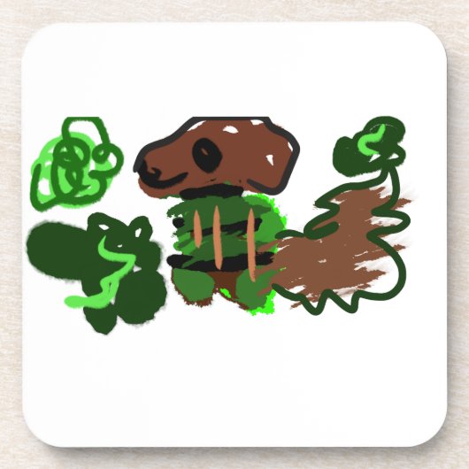 グリーンの犬 コースター (正面)