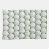 グリーンの白いゴルフボール キッチンタオル (横)