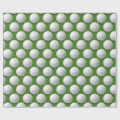 グリーンの白いゴルフボール ラッピングペーパー (フラット)