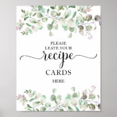 グリーンの結婚前お祝いレシピカードサイン ポスター (正面)