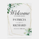 グリーンの結婚式ウェルカムサイン アクリルサイン (正面)