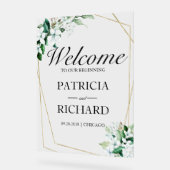 グリーンの結婚式ウェルカムサイン アクリルサイン (傾斜)