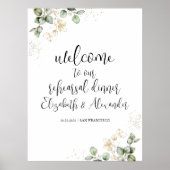 グリーンの結婚式リハーサルディナー ウェルカムサイン ポスター (正面)