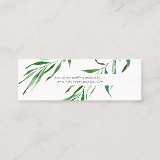 グリーンの結婚式 ウェブサイト RSVP カード, 付属品 スキニー名刺 (正面)
