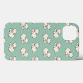 グリーンの背景にいる赤ちゃん羊のヴィンテージクリスマスパターン Case-Mate iPhoneケース (裏面 (横))