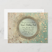 グリーンの背景にきらきらした星の塵 個人的な誕生日 ポストカード (正面/裏面)