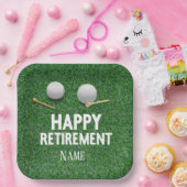 グリーンの背景にゴルフハッピーリタイアメント ペーパープレート (パーティー)
