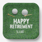 グリーンの背景にゴルフハッピーリタイアメント ペーパープレート (正面)