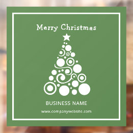 グリーンの背景にホワイトクリスマスツリー ウィンドウサイン