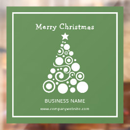 グリーンの背景にホワイトクリスマスツリー ウィンドウサイン