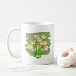 グリーンの背景に描かれたレトロな花柄デザイン コーヒーマグカップ