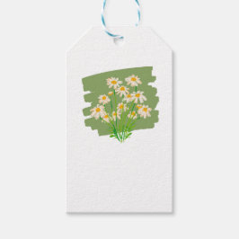 グリーンの背景に描かれたレトロな花柄 ギフトタグ