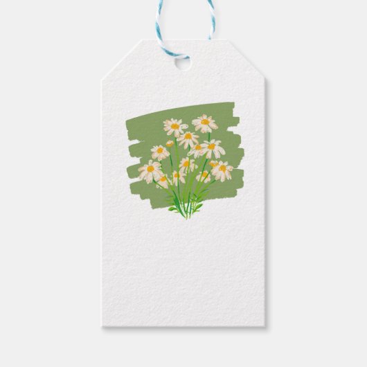 グリーンの背景に描かれたレトロな花柄 ギフトタグ (正面)
