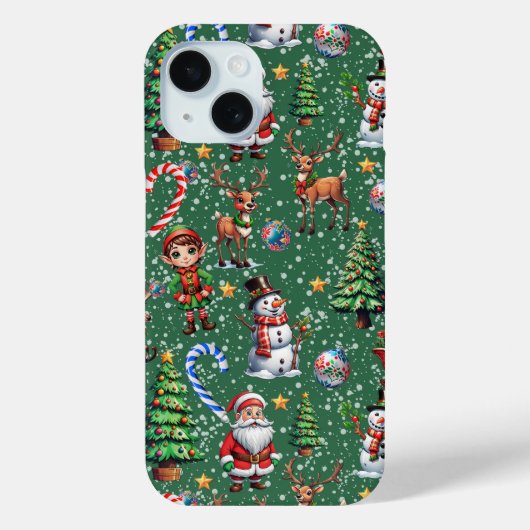 グリーンの背景のクリスマスの装飾パターン Case-Mate iPhoneケース (裏面)
