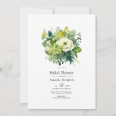 グリーンの花の色合いのブライダルシャワー 招待状 (正面)