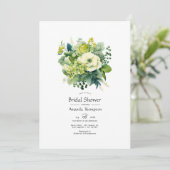 グリーンの花の色合いのブライダルシャワー 招待状 (スタンド正面)