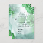 グリーンの花の食事選択への返信 出欠カード (正面/裏面)