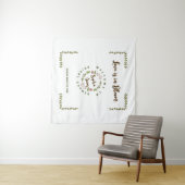 グリーンの葉とピンクの花のブライダルシャワー タペストリー (インサイチュ(横))