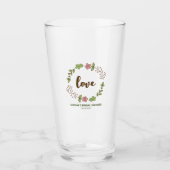 グリーンの葉とピンクの花のブライダルシャワー タンブラーグラス (正面)