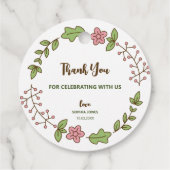 グリーンの葉とピンクの花のブライダルシャワー フェイバータグ (裏面)