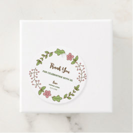 グリーンの葉とピンクの花のブライダルシャワー フェイバータグ