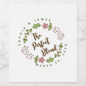 グリーンの葉とピンクの花のブライダルシャワー ワインラベル (シングルラベル)