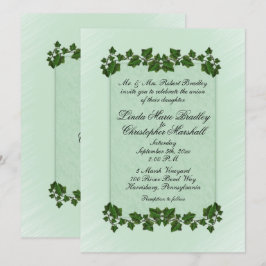 グリーンの葉とミントのウェディング・インビテーション 招待状