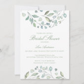グリーンの葉と自然のウェディングシャワー 招待状 (正面)