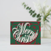 グリーンの葉のクリスマスカード シーズンポストカード (スタンド正面)