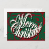 グリーンの葉のクリスマスカード シーズンポストカード (正面/裏面)