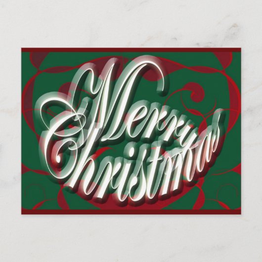 グリーンの葉のクリスマスカード シーズンポストカード (正面)