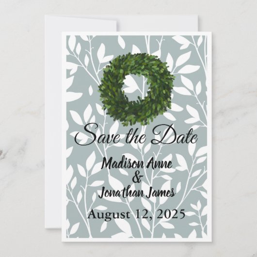 グリーンの葉のファームハウスリース カントリー セーブザデート (正面)