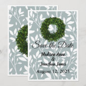 グリーンの葉のファームハウスリース カントリー セーブザデート (正面/裏面)