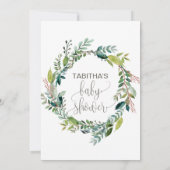 グリーンの葉のベビーシャワー 招待状 (裏面)