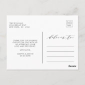 グリーンの葉のボタニカル ウェディング フォト サンクス ポストカード (裏面)