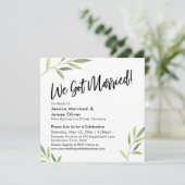 グリーンの葉のモダンな手書きフォント 私たち結婚しました！ 招待状 (スタンド正面)
