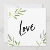 グリーンの葉のモダンな手書きフォント 私たち結婚しました！ 招待状 (裏面)