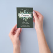 グリーンの葉のモダンな招待状（両面） 確認の詳細を追加 チラシ (手)