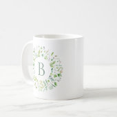 グリーンの葉のリース コーヒーマグ コーヒーマグカップ (正面左)