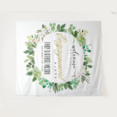 グリーンの葉のリース 水彩 結婚 歓迎 タペストリー (正面(横))
