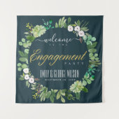 グリーンの葉のリース 水彩 結婚 歓迎 タペストリー (正面)