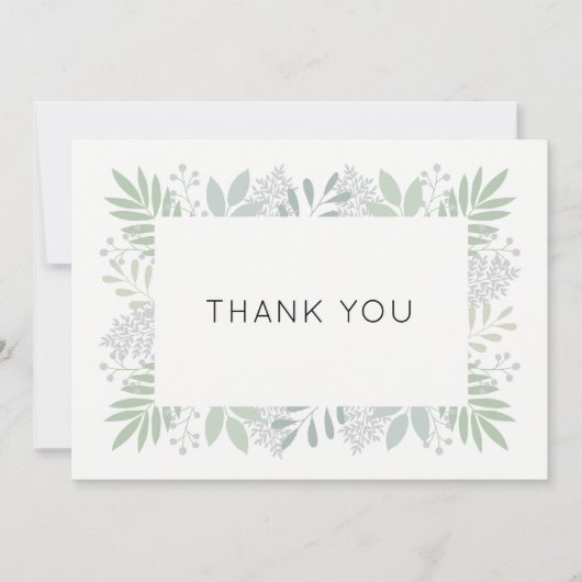 グリーンの葉の感謝カード - 平型 5x7 招待状 (正面)